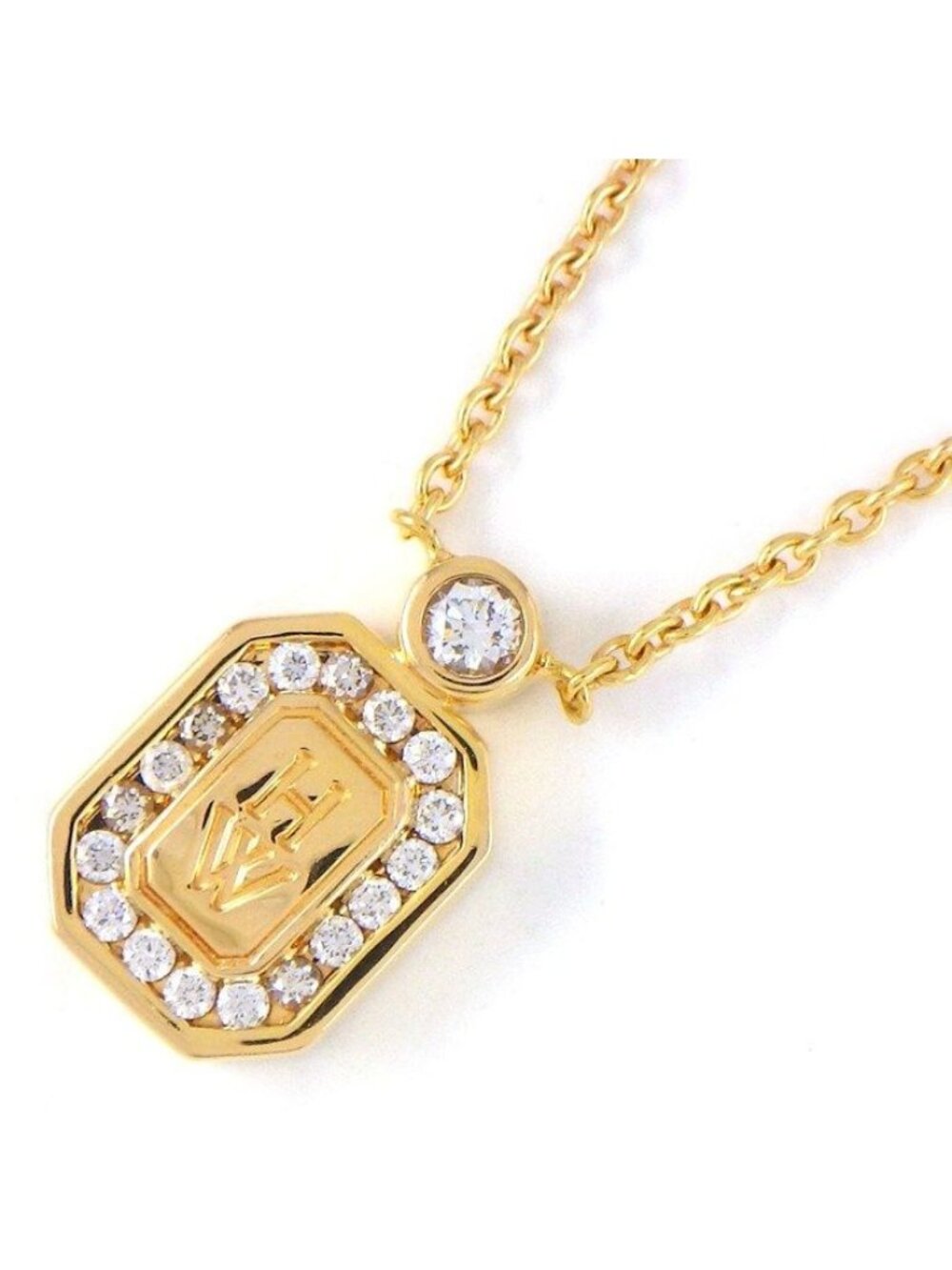 Harry Winston Necklace HW Logo Diamond 18k Pink Gold